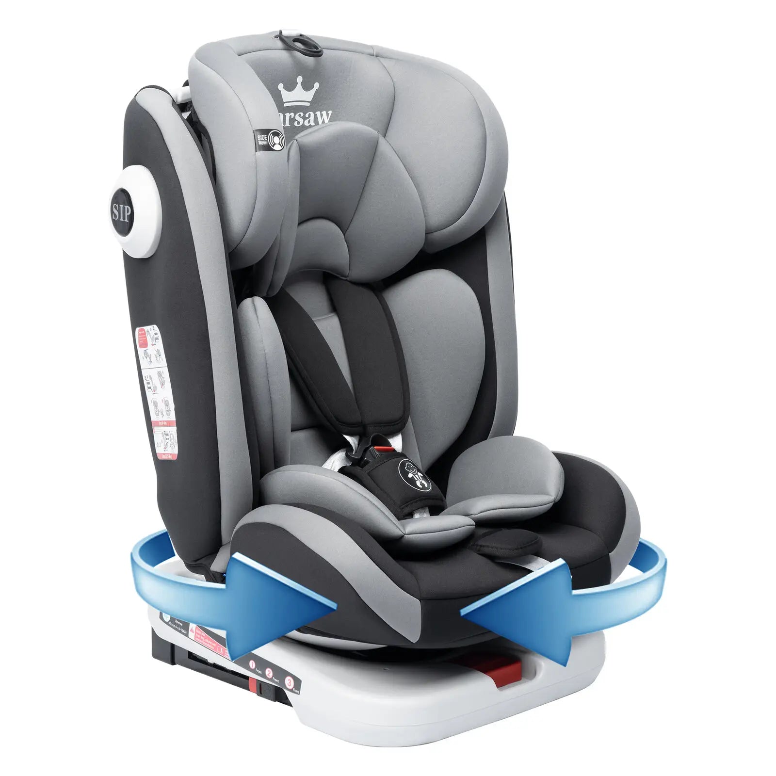 AP01 KL005 Child Seat 360° Baby Car Seat Rotatable ISOFIX ,ECE R44/04,9-36 kg/0-12 Years, 5-Point Safety Belt, Child Car Seat