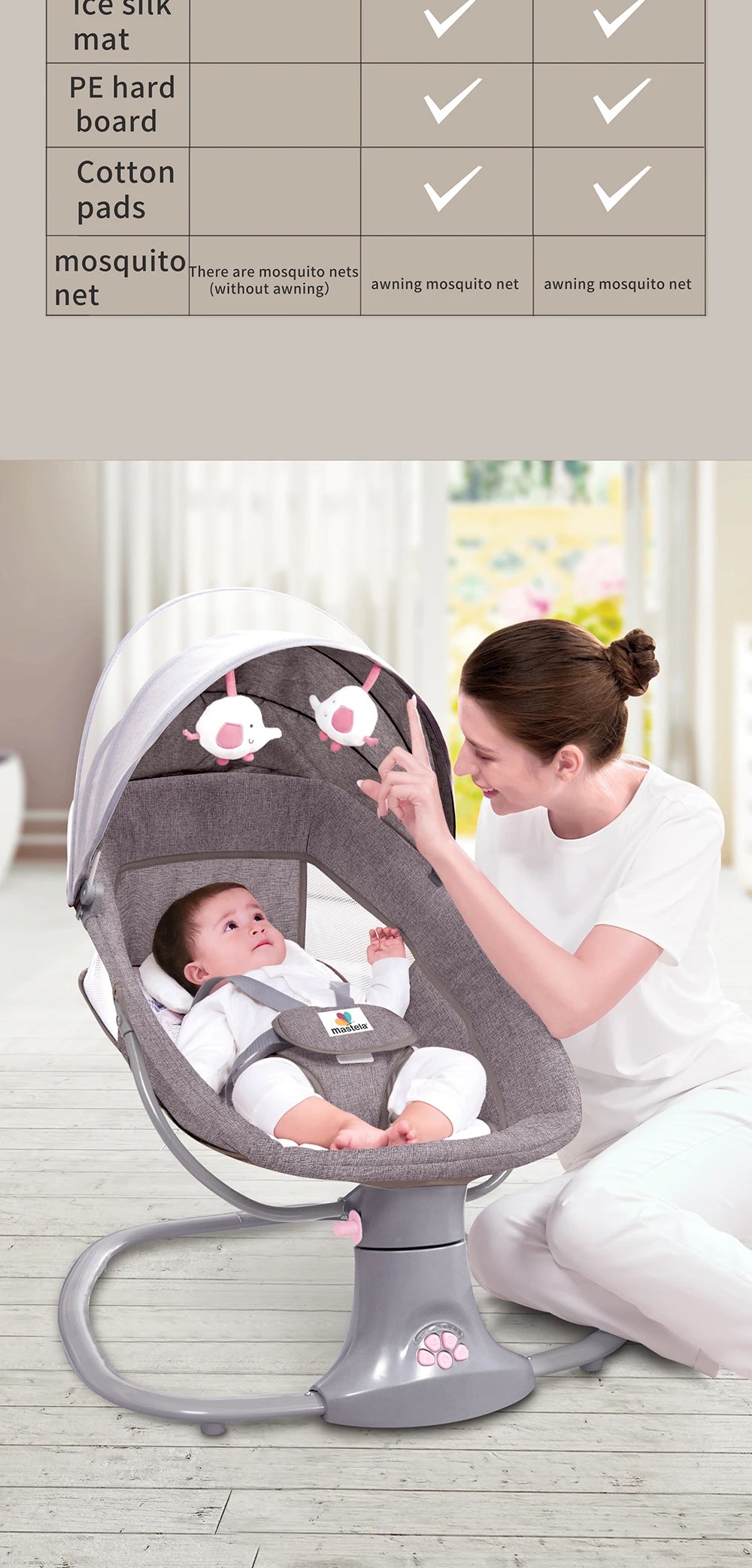 Baby Electric Rocking Chair Baby Cribs Baby Cradle Timer Various Rocking Modes Bluetooth Music Newborn Cradle Baby Hammock New