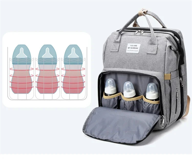 Mommy Diaper Bags Baby Bed Mother Large Capacity Nappy Milk Bottle Backpacks with Changing Mat Convenient Baby Nursing Bags