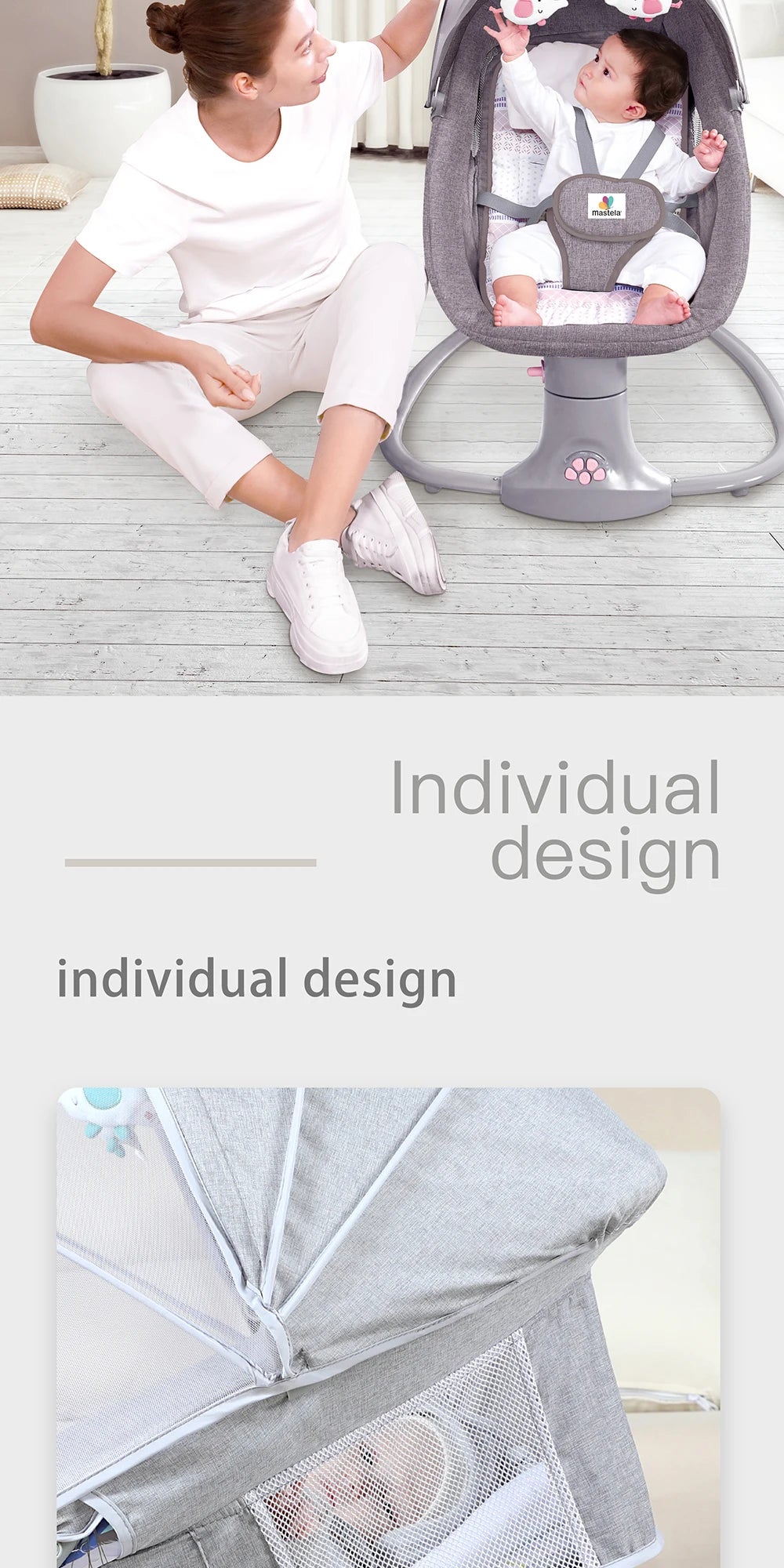 Baby Electric Rocking Chair Baby Cribs Baby Cradle Timer Various Rocking Modes Bluetooth Music Newborn Cradle Baby Hammock New