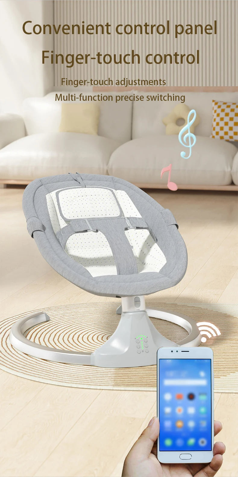 Baby Electric Rocking Chair Baby Cribs Baby Cradle Timer Various Rocking Modes Bluetooth Music Newborn Cradle Baby Hammock New