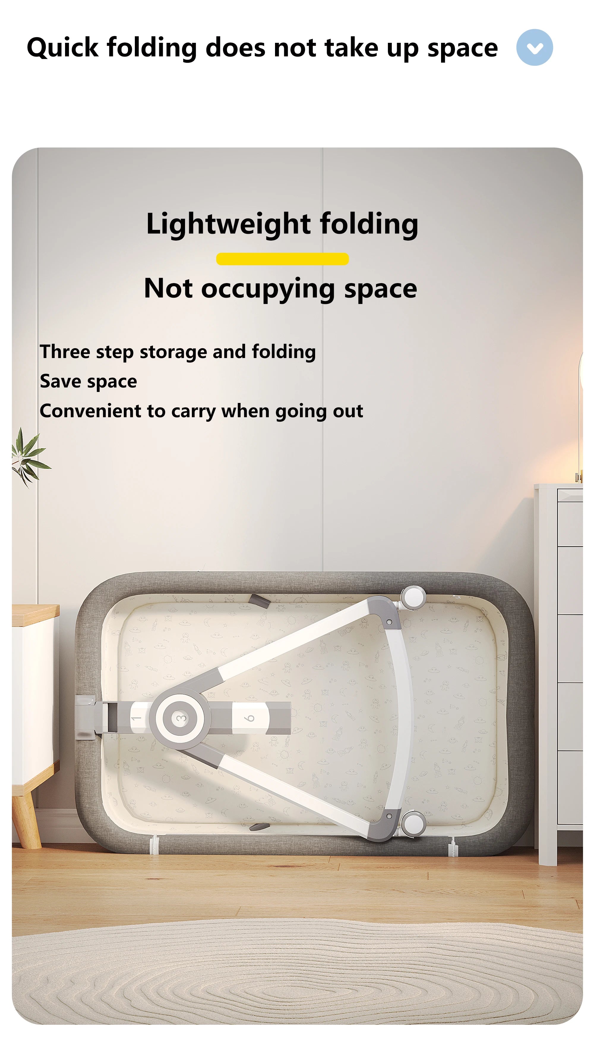 Portable Foldable Baby Crib 3-in-1 Adjustable Height with Rotatable Wheels Shaker Bassinet Mosquito Net Newborn Baby Bed