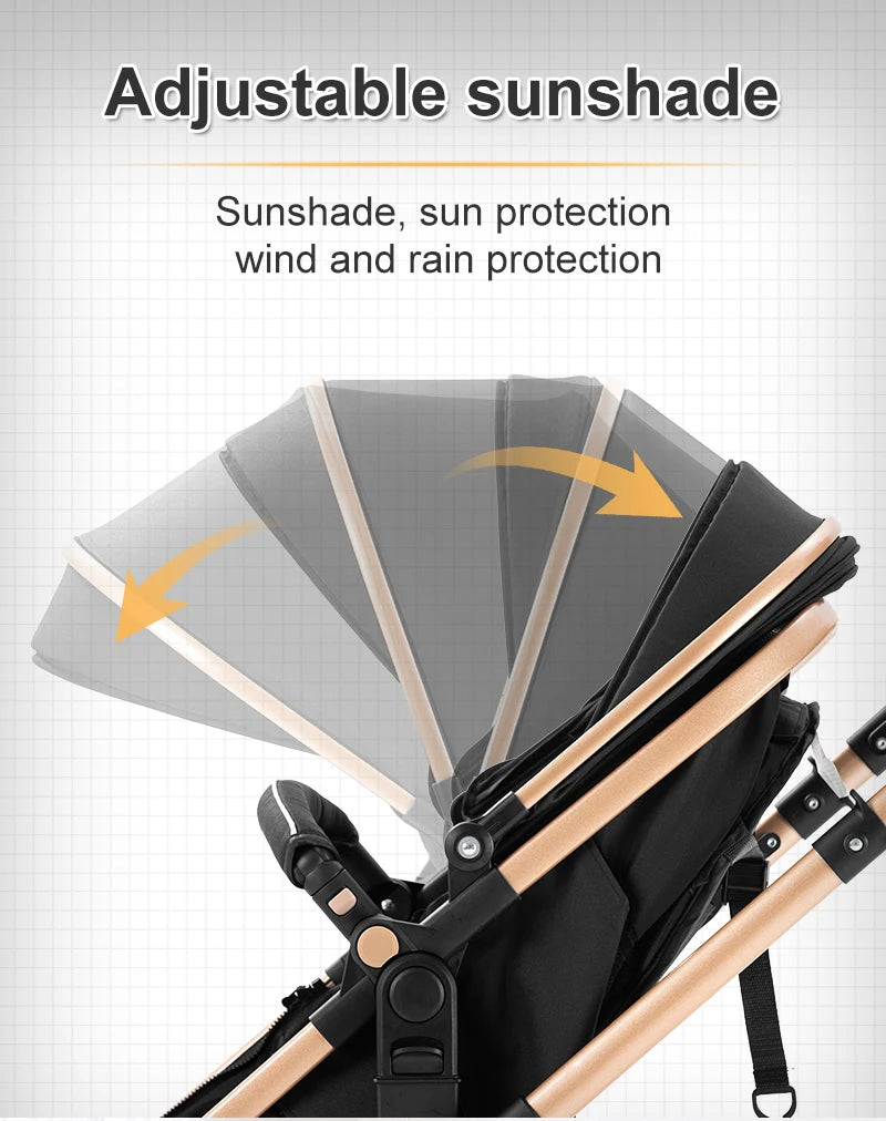 Compact 3-in-1 baby pushchair, infant car seat, portable infant travel system, lightweight pushchair, two-way pushchair