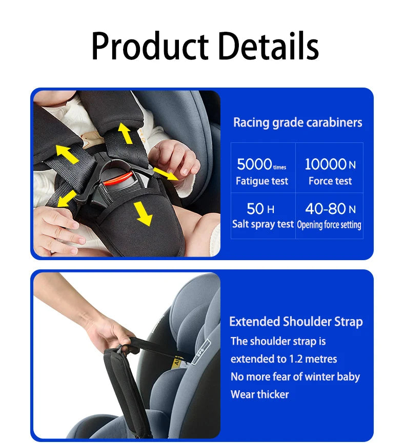 Baby car seat with ISOFIX for child safety seats with 5-point seat belt,Children's Car seat 360 ° rotating safety seat for 0-12