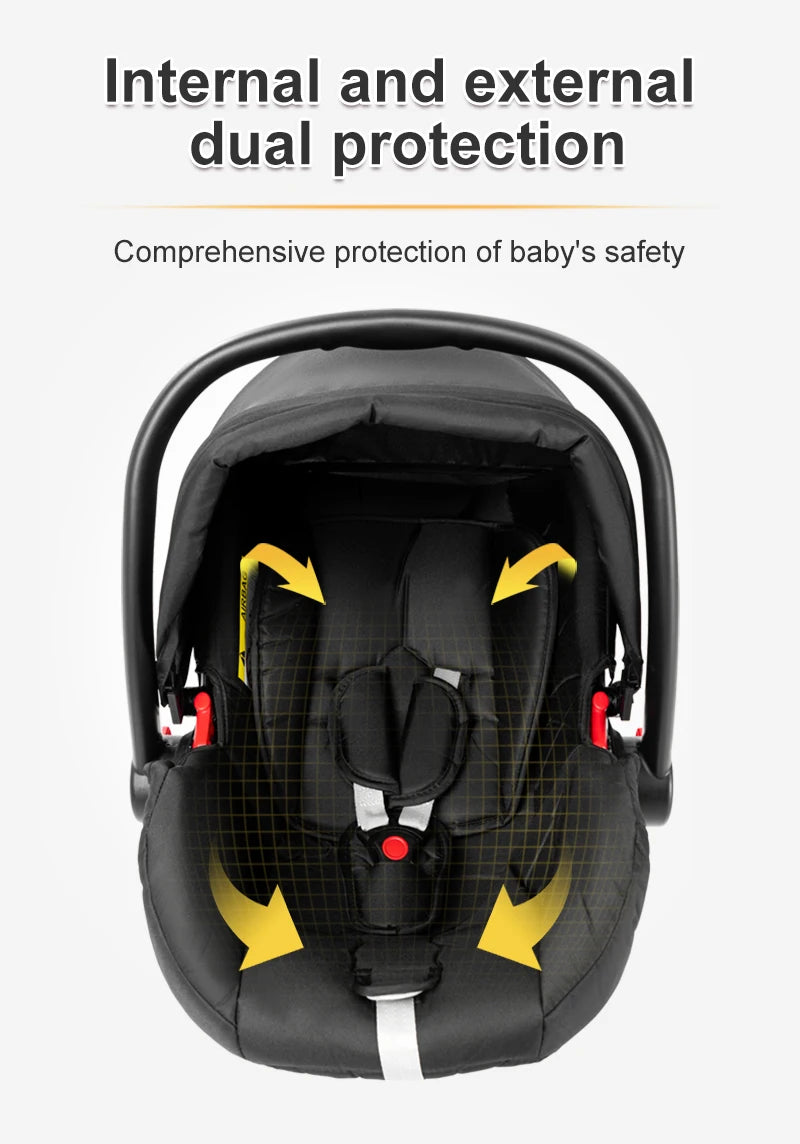 Compact 3-in-1 baby pushchair, infant car seat, portable infant travel system, lightweight pushchair, two-way pushchair