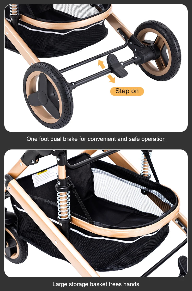 Compact 3-in-1 baby pushchair, infant car seat, portable infant travel system, lightweight pushchair, two-way pushchair