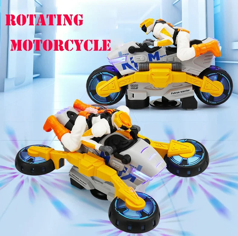Electric Stunt Transformable Motorcycle Children Toy 360 Degree Rotating light Music Transformable Toy Car Christmas Gift