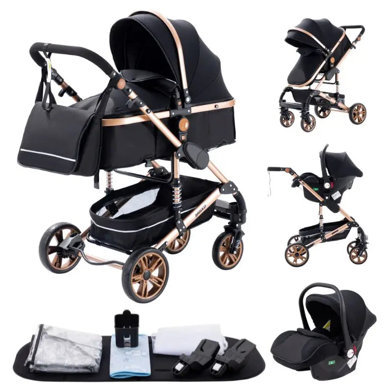 Compact 3-in-1 baby pushchair, infant car seat, portable infant travel system, lightweight pushchair, two-way pushchair