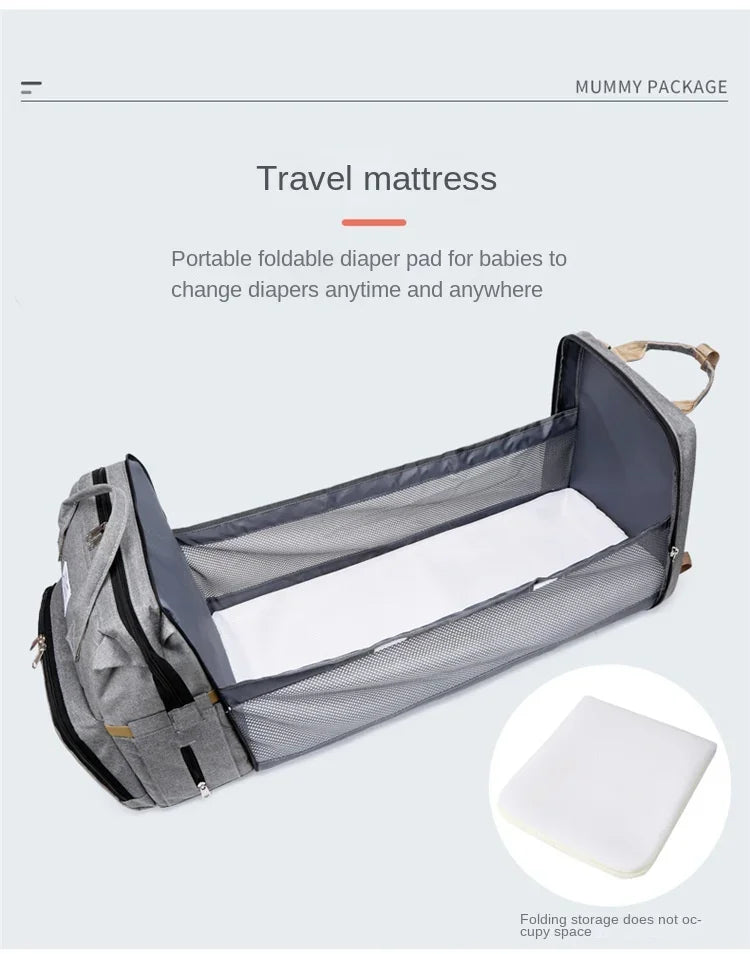 Mommy Diaper Bags Baby Bed Mother Large Capacity Nappy Milk Bottle Backpacks with Changing Mat Convenient Baby Nursing Bags