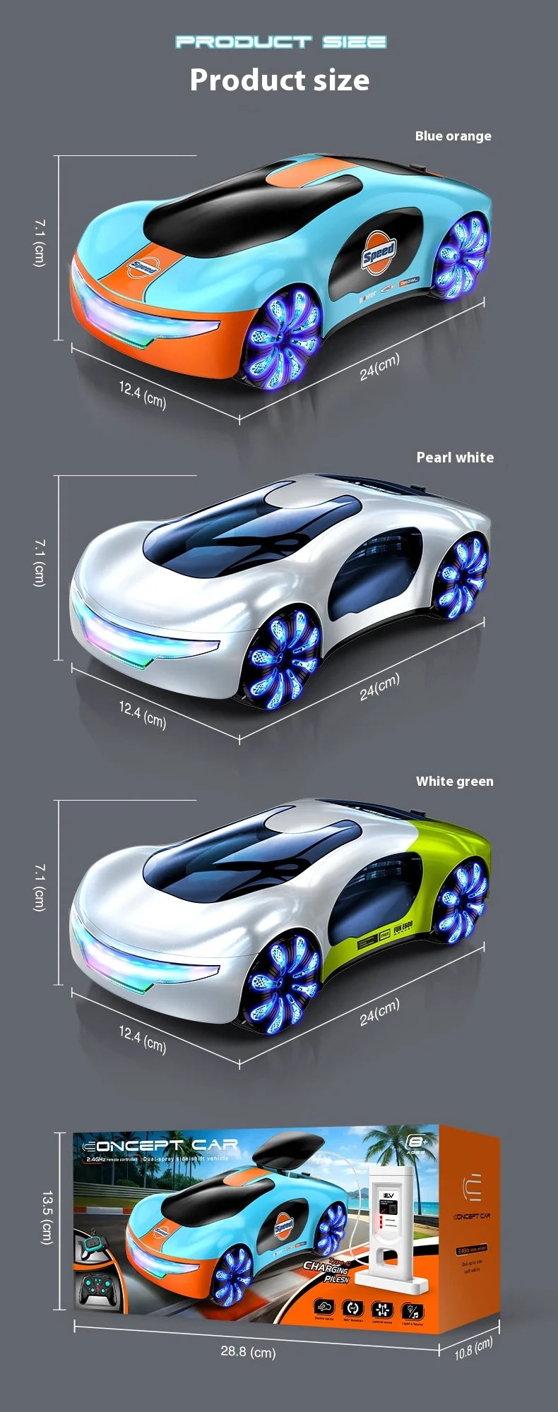 RC Stunt Car Gesture Sensing Dual Spray Racing Car 360 Rotating Side Drifting Vehicle Model with Music Kid Boy Birthday Gift