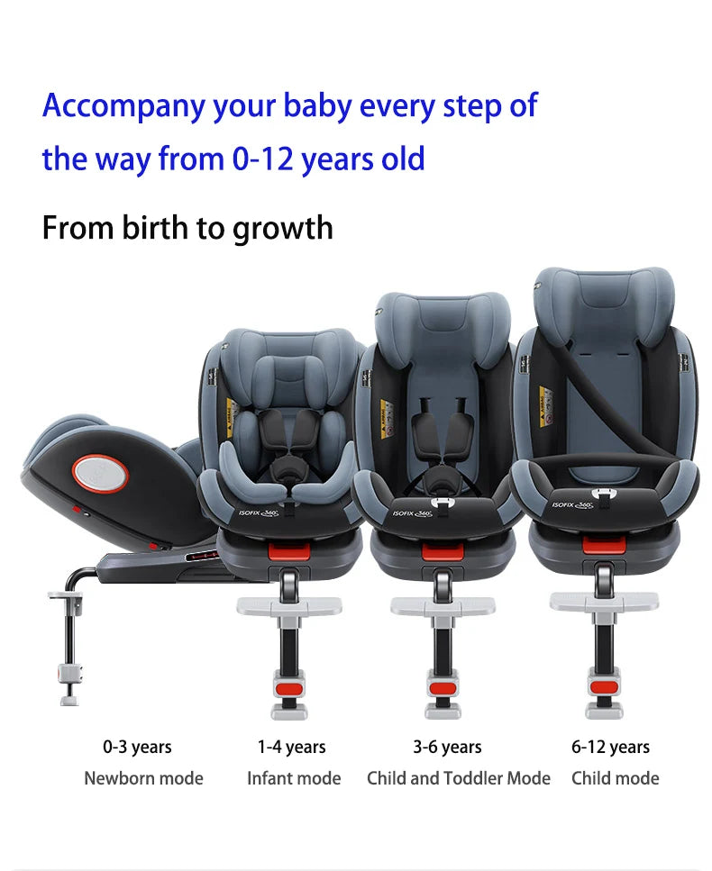 Baby car seat with ISOFIX for child safety seats with 5-point seat belt,Children's Car seat 360 ° rotating safety seat for 0-12