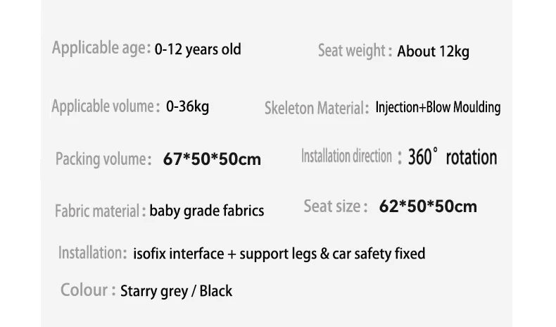 Baby car seat with ISOFIX for child safety seats with 5-point seat belt,Children's Car seat 360 ° rotating safety seat for 0-12