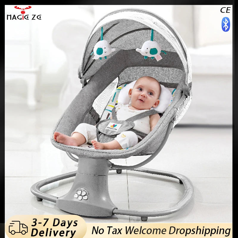 Baby Electric Rocking Chair Baby Cribs Baby Cradle Timer Various Rocking Modes Bluetooth Music Newborn Cradle Baby Hammock New