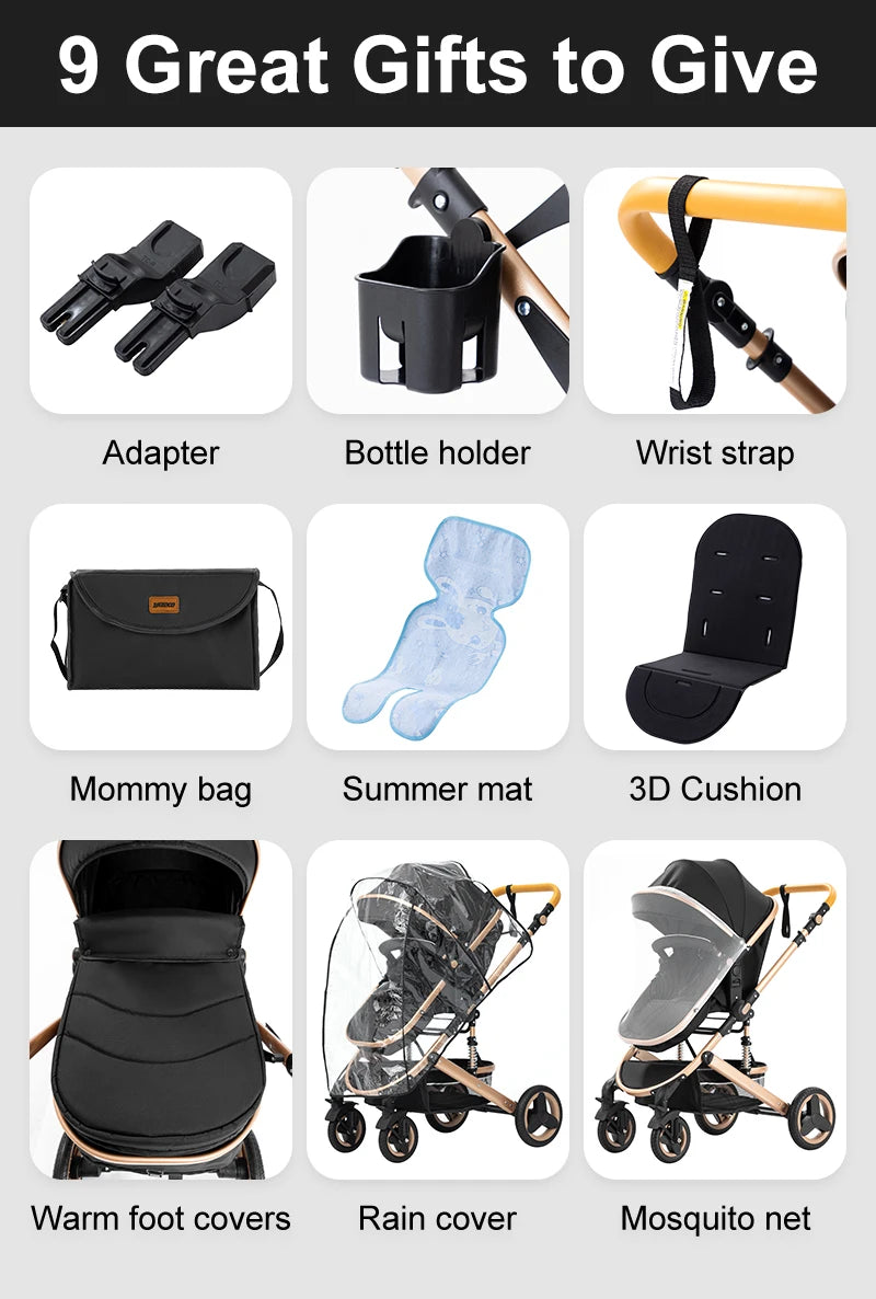Compact 3-in-1 baby pushchair, infant car seat, portable infant travel system, lightweight pushchair, two-way pushchair