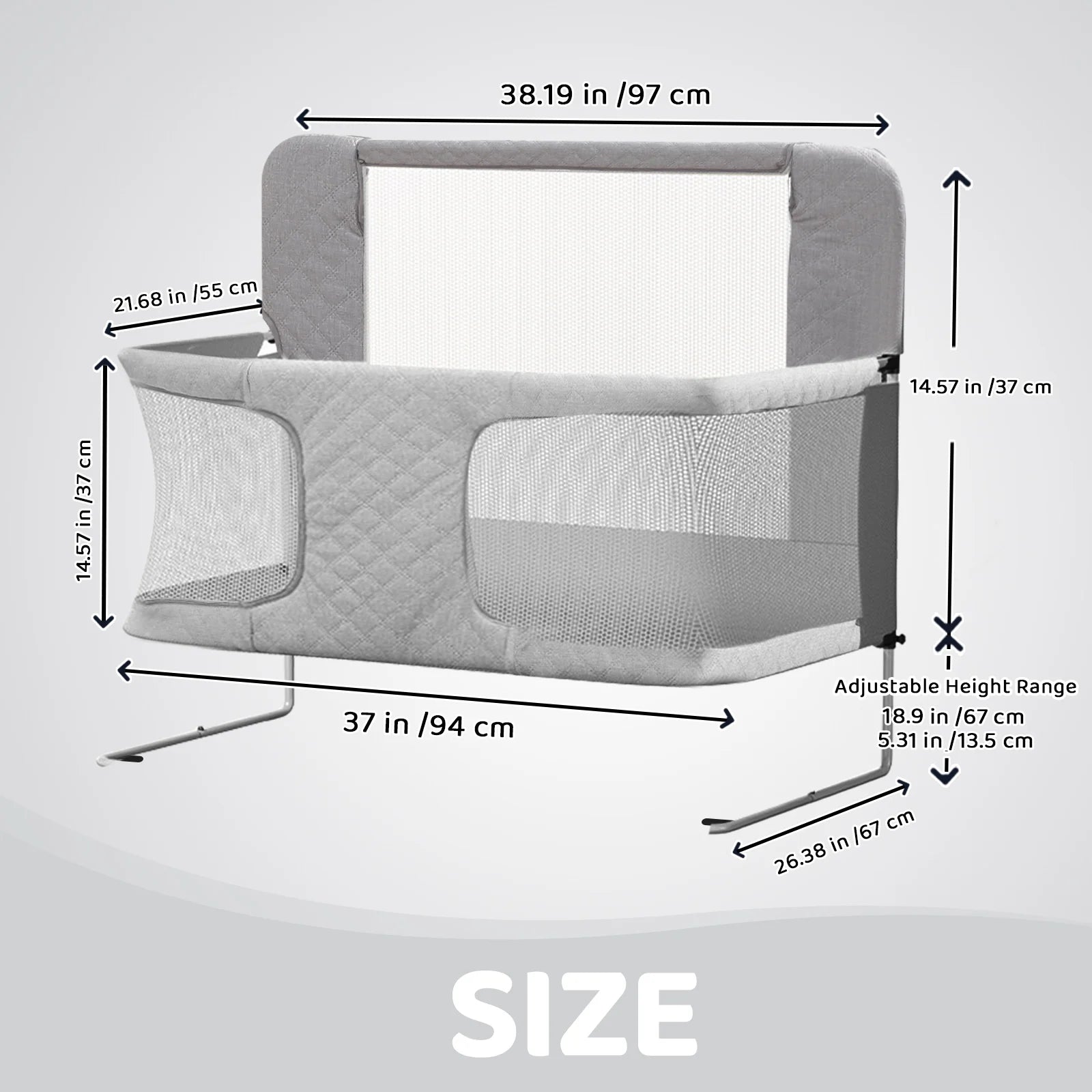 Bedside Sleeper, Mesh Bedside Bedside Crib, Convertible Cosleeping Baby Bed Attach to Bed to Reduce Mom's Fatigue
