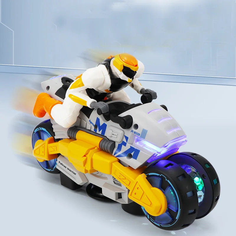 Electric Stunt Transformable Motorcycle Children Toy 360 Degree Rotating light Music Transformable Toy Car Christmas Gift