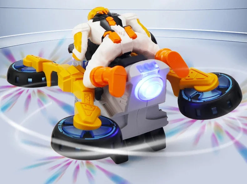 Electric Stunt Transformable Motorcycle Children Toy 360 Degree Rotating light Music Transformable Toy Car Christmas Gift