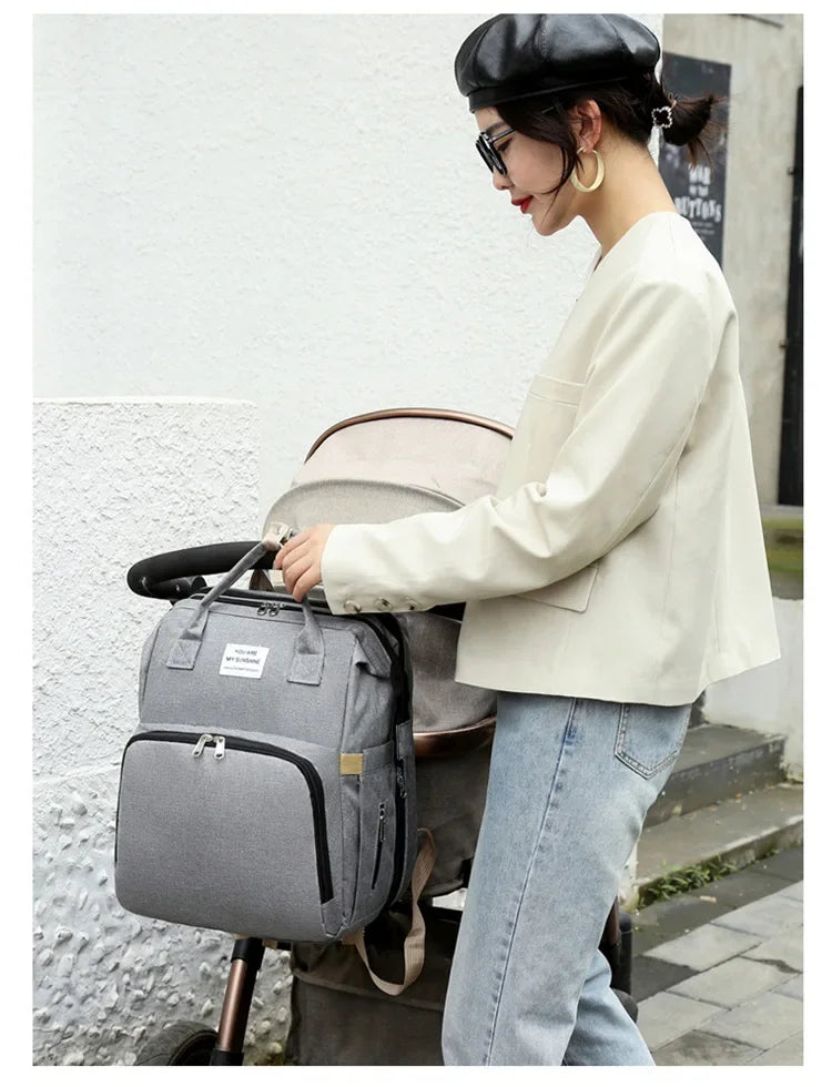 Mommy Diaper Bags Baby Bed Mother Large Capacity Nappy Milk Bottle Backpacks with Changing Mat Convenient Baby Nursing Bags