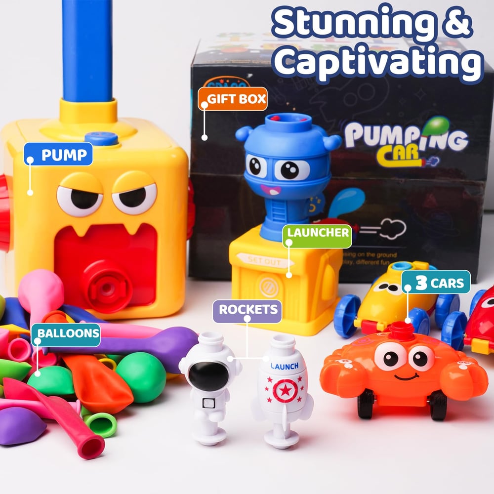 đFun Packed Balloon Car Toy Pump Set