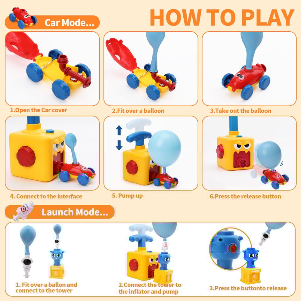 đFun Packed Balloon Car Toy Pump Set