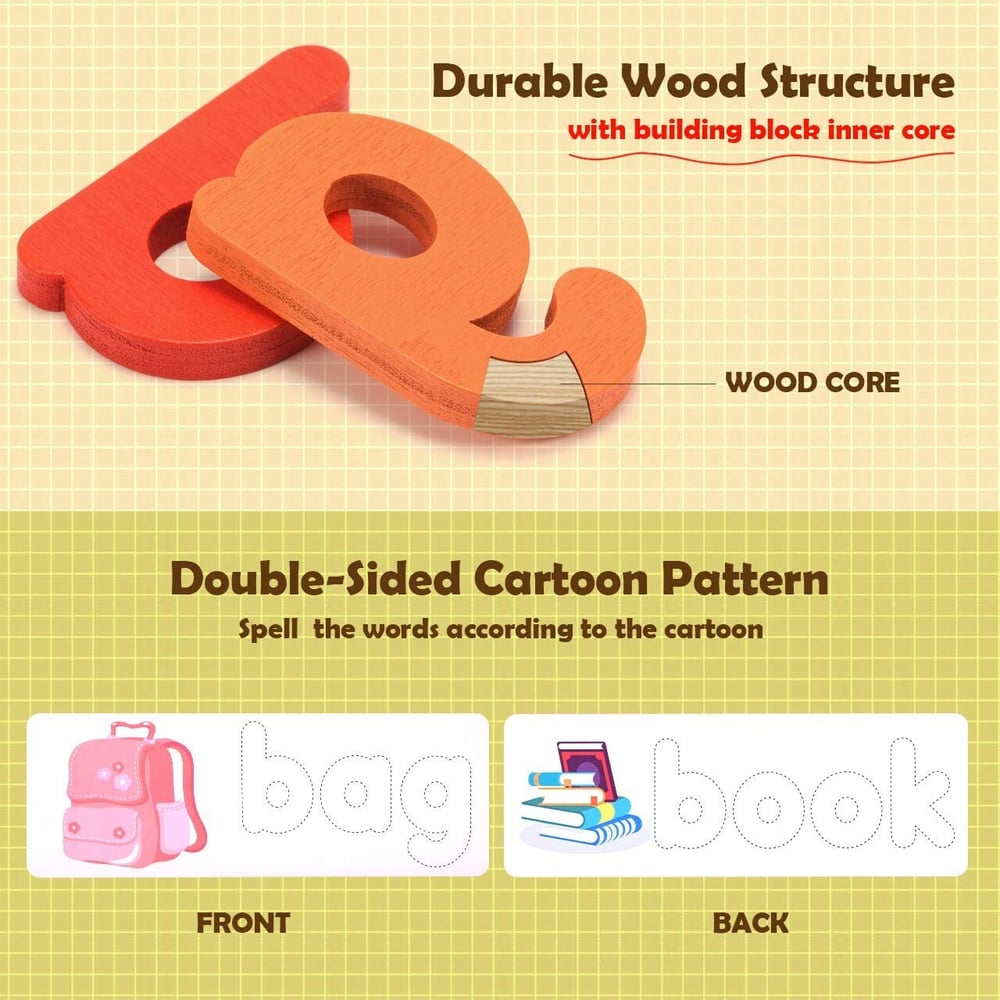 Children Puzzle Wooden Spelling Word Kids Letter Games Kindergarten Teaching Aids English Alphabet Learning Educational Toys