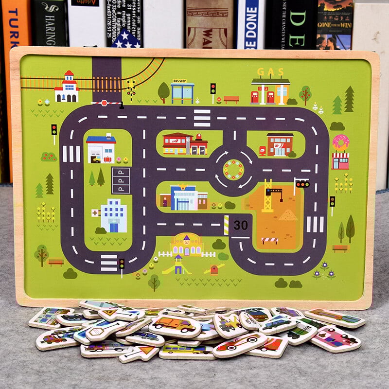 Wooden Magnetic Puzzle Animal Traffic Vehicle Scenes Game Children Baby Early Educational Learning Toys Jigsaw Puzzles for Kids