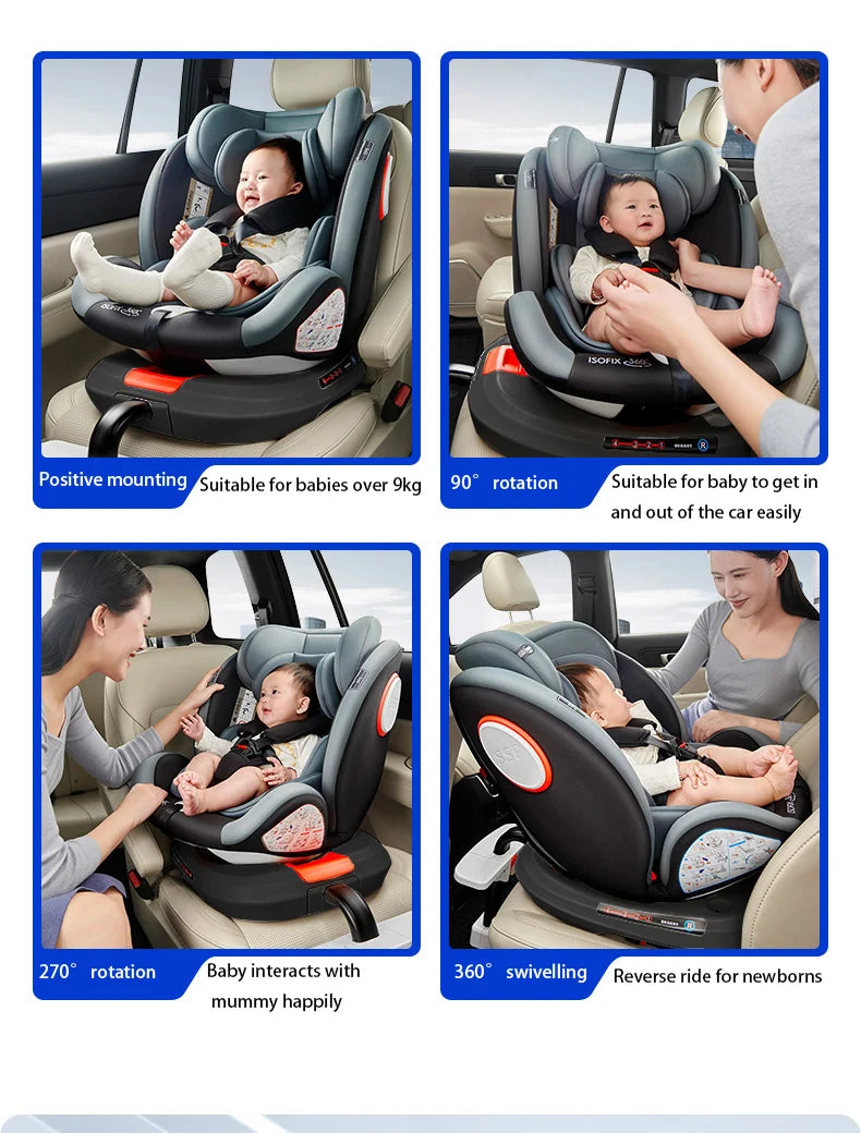 Baby car seat with ISOFIX for child safety seats with 5-point seat belt,Children's Car seat 360 ° rotating safety seat for 0-12