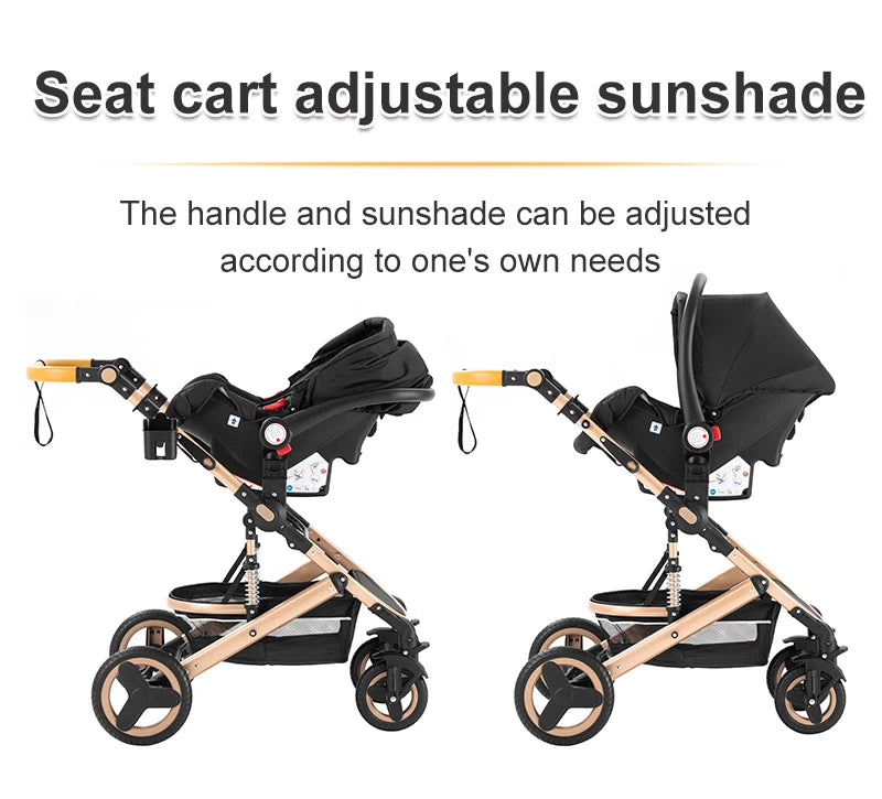 Compact 3-in-1 baby pushchair, infant car seat, portable infant travel system, lightweight pushchair, two-way pushchair