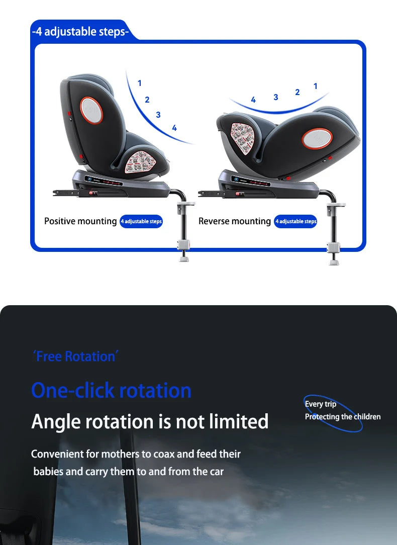 Baby car seat with ISOFIX for child safety seats with 5-point seat belt,Children's Car seat 360 ° rotating safety seat for 0-12