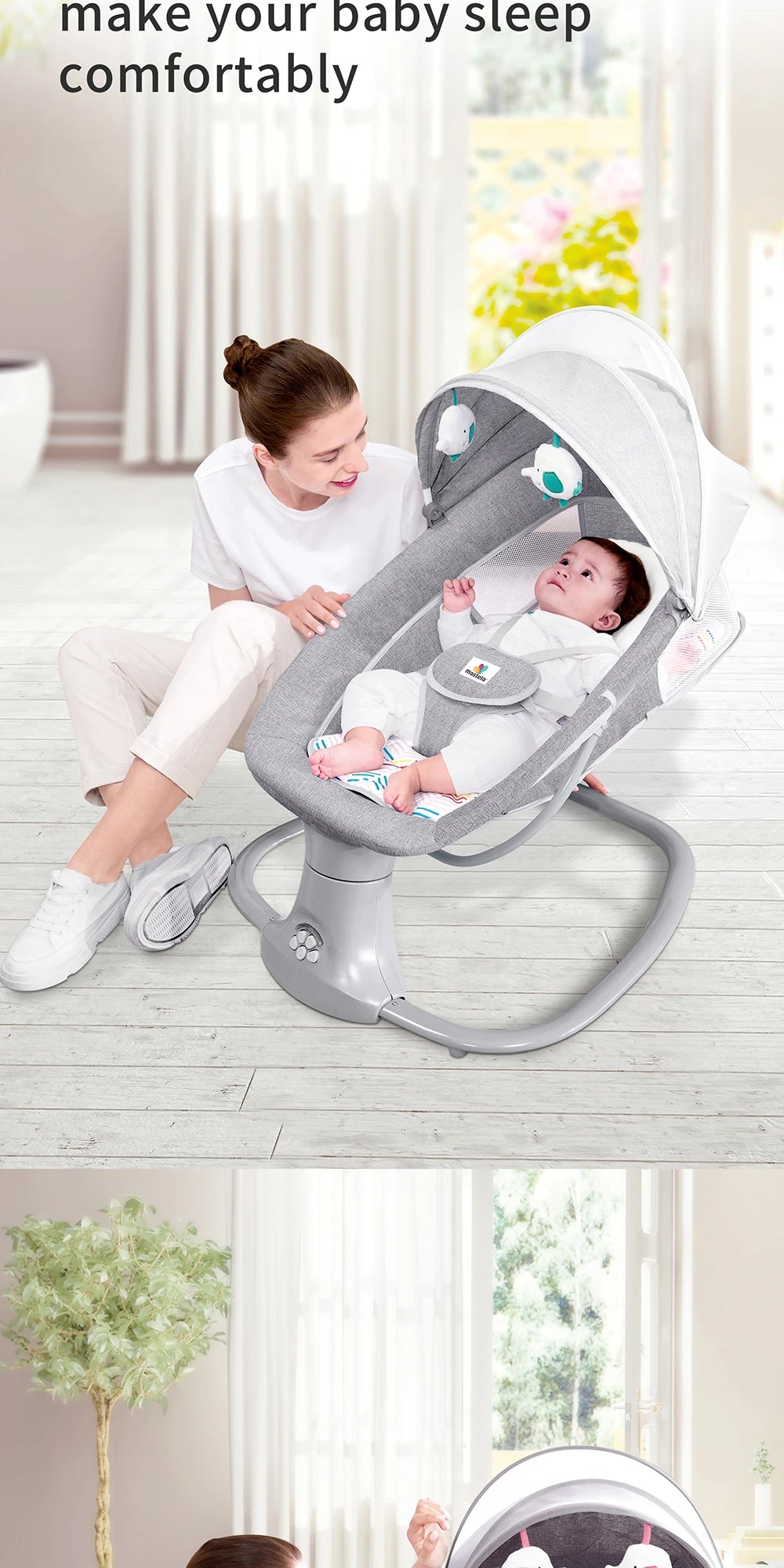 Baby Electric Rocking Chair Baby Cribs Baby Cradle Timer Various Rocking Modes Bluetooth Music Newborn Cradle Baby Hammock New