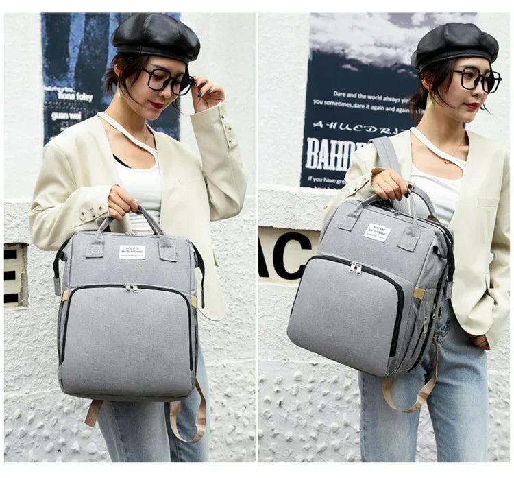 Mommy Diaper Bags Baby Bed Mother Large Capacity Nappy Milk Bottle Backpacks with Changing Mat Convenient Baby Nursing Bags