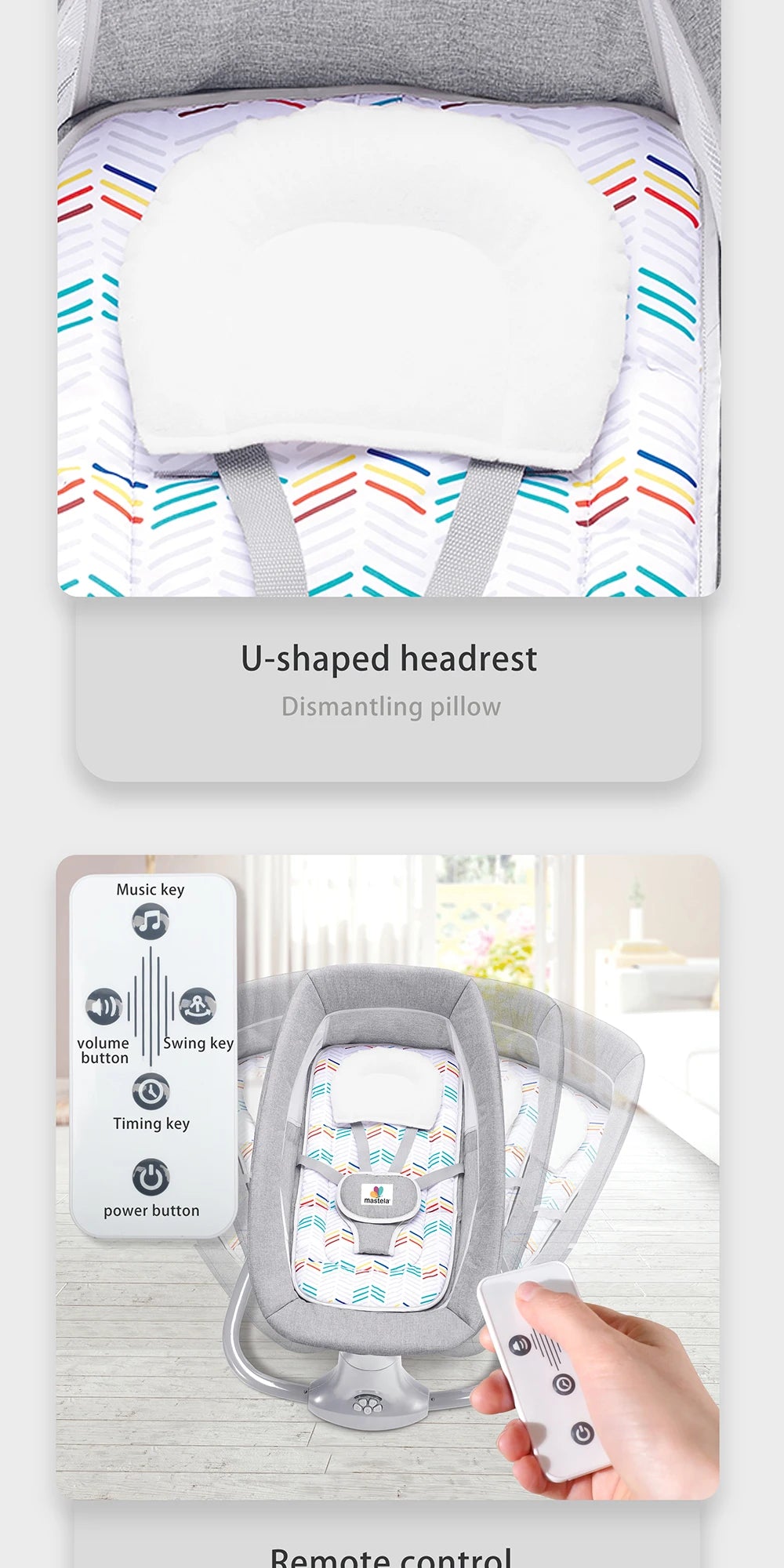 Baby Electric Rocking Chair Baby Cribs Baby Cradle Timer Various Rocking Modes Bluetooth Music Newborn Cradle Baby Hammock New