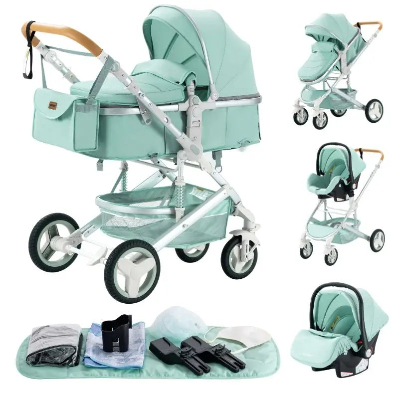 Compact 3-in-1 baby pushchair, infant car seat, portable infant travel system, lightweight pushchair, two-way pushchair