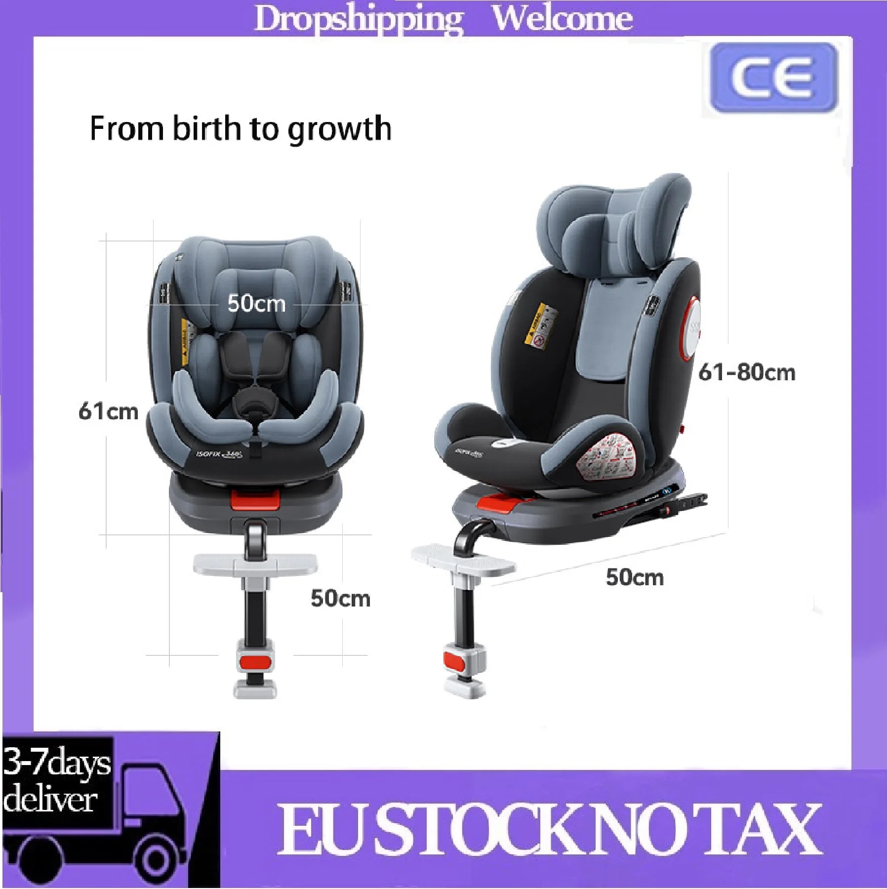 Baby car seat with ISOFIX for child safety seats with 5-point seat belt,Children's Car seat 360 ° rotating safety seat for 0-12