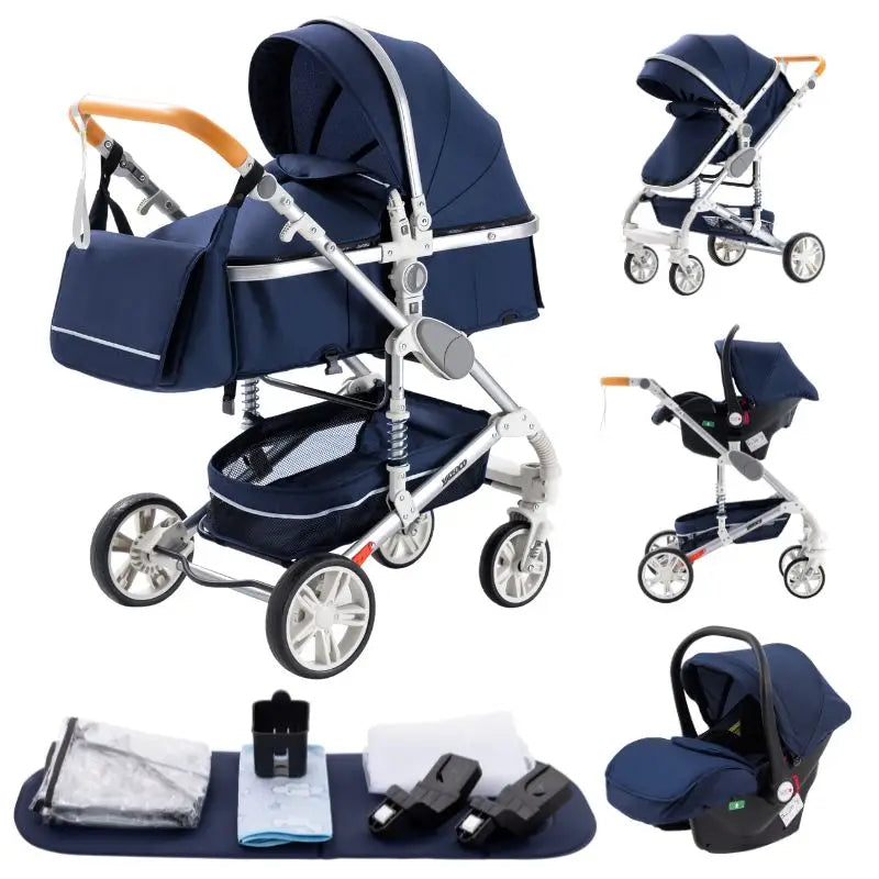 Compact 3-in-1 baby pushchair, infant car seat, portable infant travel system, lightweight pushchair, two-way pushchair