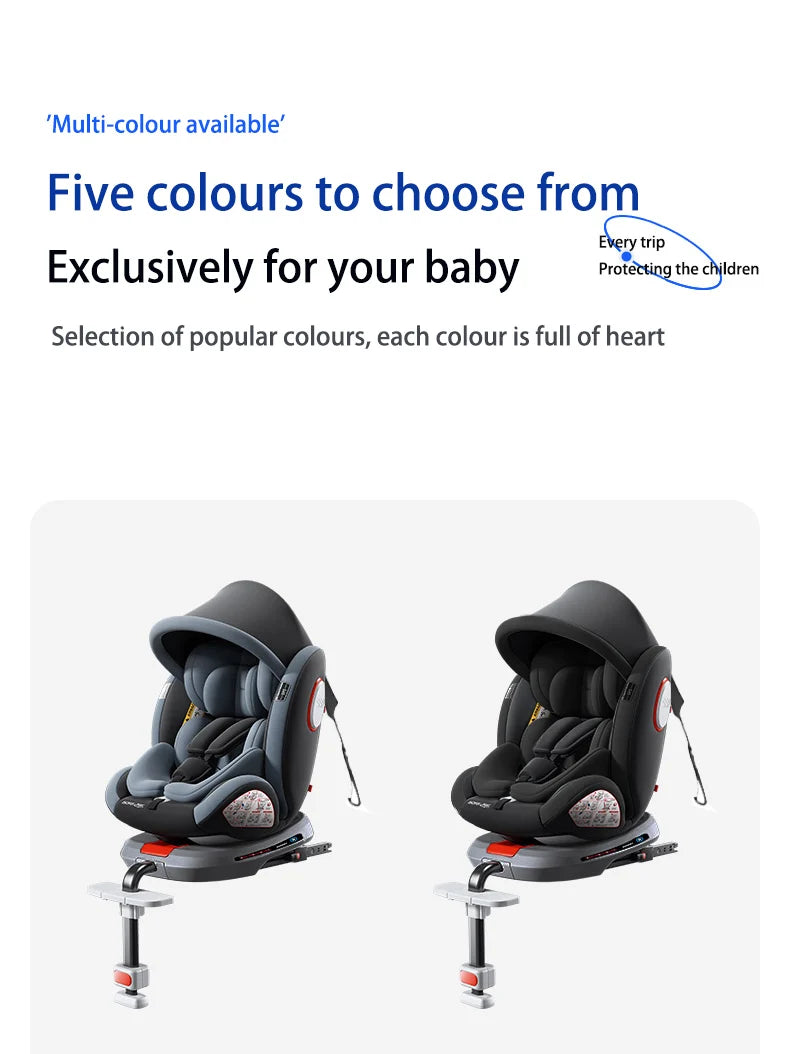 Baby car seat with ISOFIX for child safety seats with 5-point seat belt,Children's Car seat 360 ° rotating safety seat for 0-12