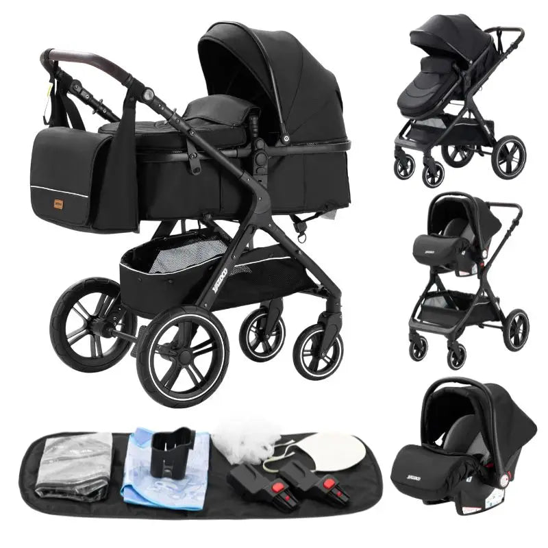 Compact 3-in-1 baby pushchair, infant car seat, portable infant travel system, lightweight pushchair, two-way pushchair