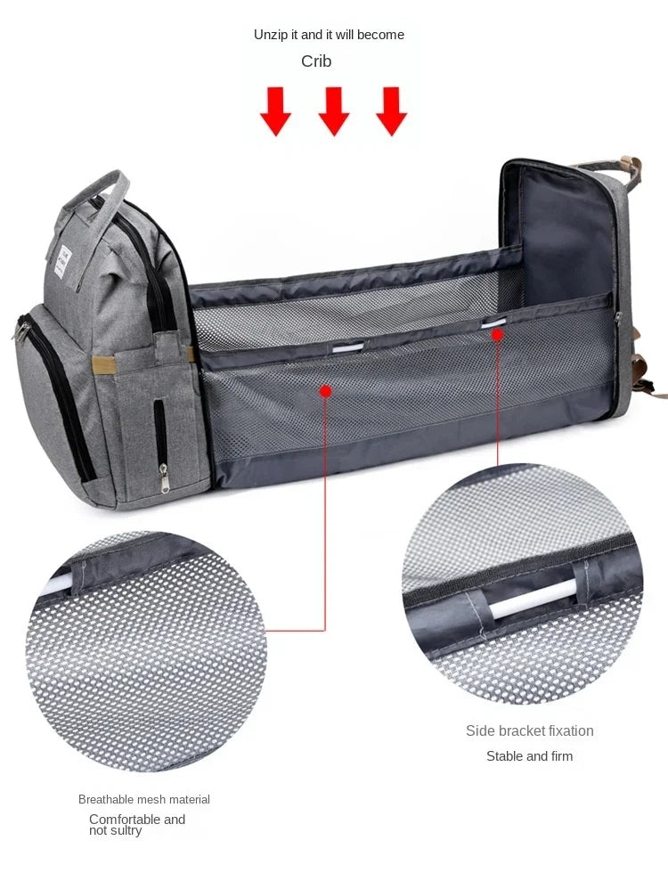 Mommy Diaper Bags Baby Bed Mother Large Capacity Nappy Milk Bottle Backpacks with Changing Mat Convenient Baby Nursing Bags