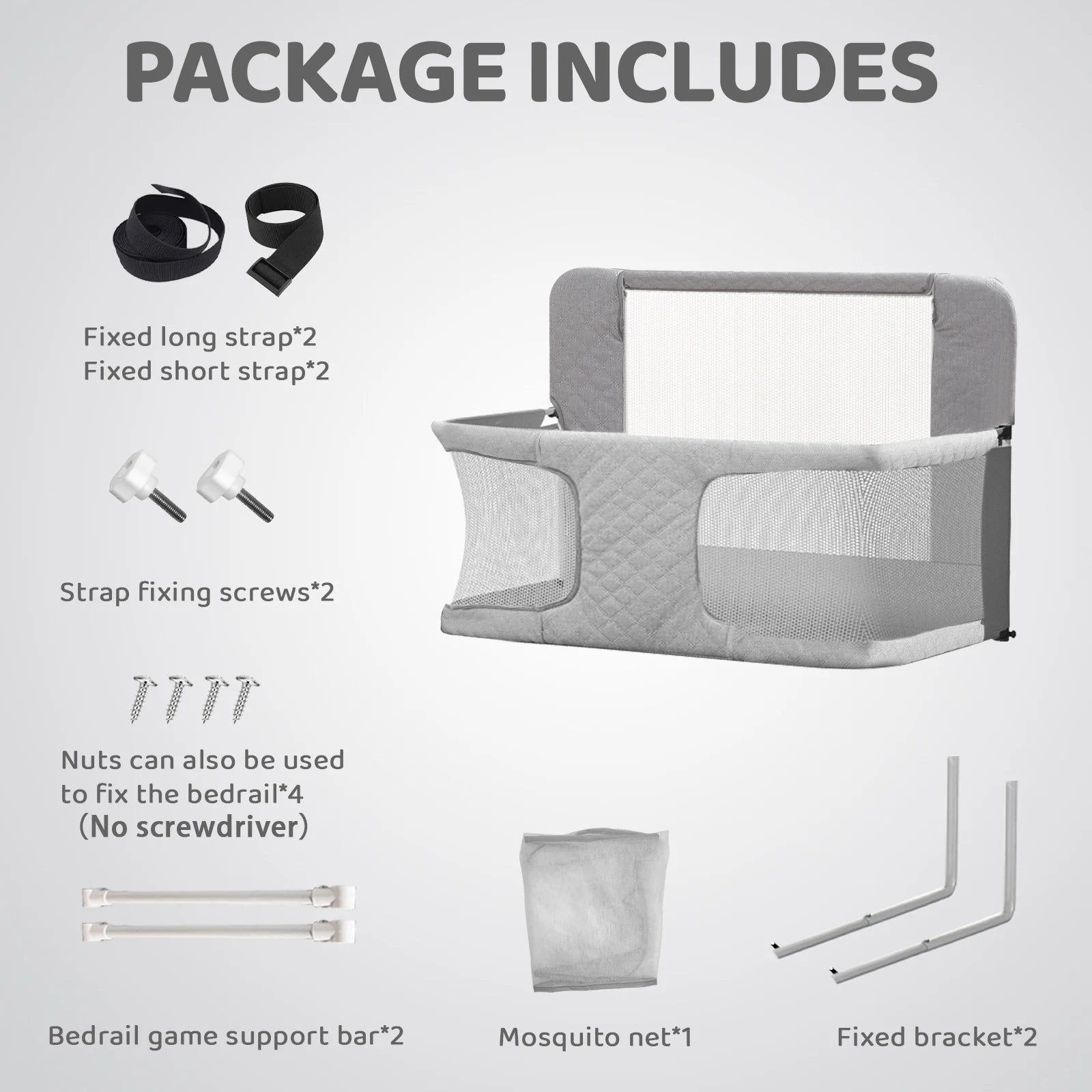 Bedside Sleeper, Mesh Bedside Bedside Crib, Convertible Cosleeping Baby Bed Attach to Bed to Reduce Mom's Fatigue