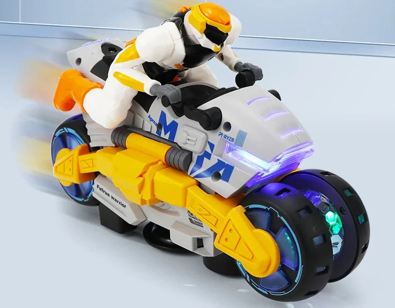 Electric Stunt Transformable Motorcycle Children Toy 360 Degree Rotating light Music Transformable Toy Car Christmas Gift