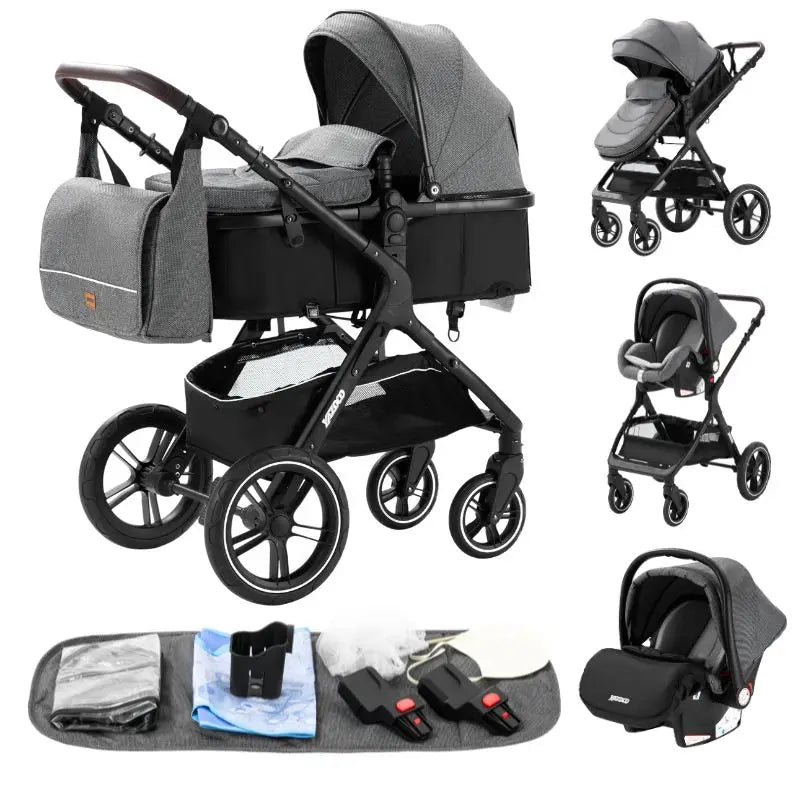 Compact 3-in-1 baby pushchair, infant car seat, portable infant travel system, lightweight pushchair, two-way pushchair