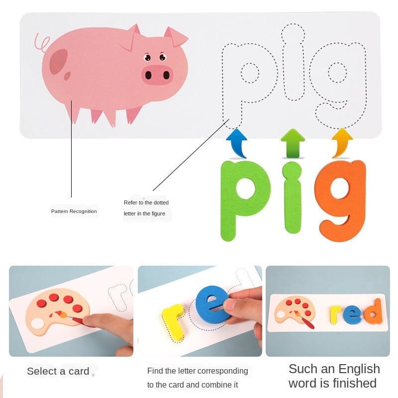 Children Puzzle Wooden Spelling Word Kids Letter Games Kindergarten Teaching Aids English Alphabet Learning Educational Toys